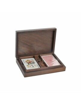 Juego de Cartas DKD Home Decor Sheesham Dorado Marrón oscuro 18 x 12 x 4 cm