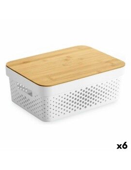 Caixa Multiusos Confortime Branco Castanho Bambu Plástico 36 x 26,5 x 13,5 cm (6 Unidades)