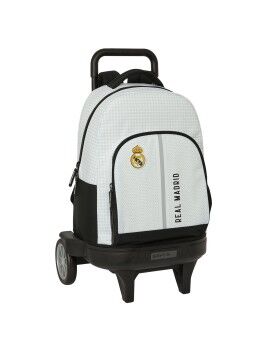 Mochila Escolar con Ruedas Real Madrid C.F. 24/25 Blanco Gris 33 x 45 x 22 cm