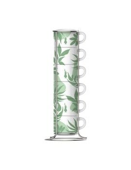 Juego de 6 Tazas de Café Bialetti 29597 Blanco Verde Porcelana 90 ml (6 Unidades)