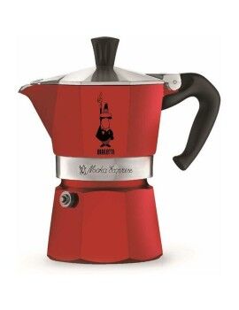 Cafetera Italiana Bialetti Moka Rojo Aluminio 3 Tazas