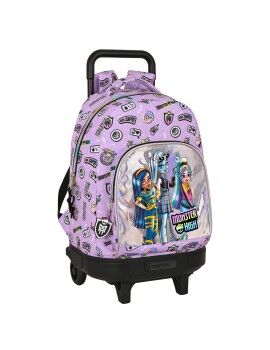 Mochila Escolar com Rodas Monster High Best boos Lilás 33 X 45 X 22 cm