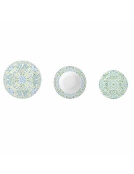 Conjunto de Louça DKD Home Decor Azul Verde Azuis / Verdes Porcelana Árabe 18 Peças