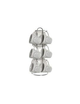 Conjunto de Chávenas com Pratos DKD Home Decor Branco Metal Grés 90 ml 8 x 6 x 6 cm 11 x 11 x 2 cm