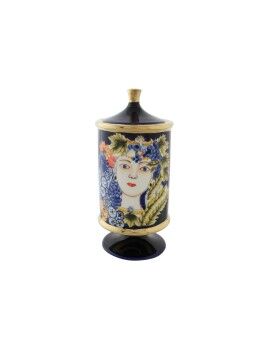 Vaso DKD Home Decor Face Porcelana Azul 11 x 11 x 25 cm Multicolor