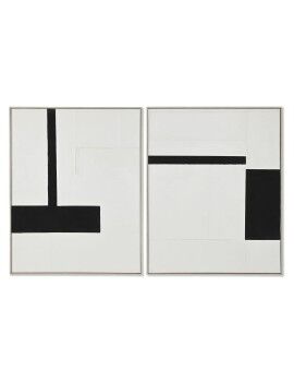 Cuadro Home ESPRIT Blanco Negro Abstracto Moderno 82 x 3,8 x 102 cm (2 Unidades)