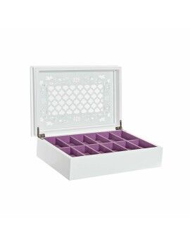 Caja-Joyero DKD Home Decor Relojes 29 x 20 x 9,5 cm Cristal Lila Blanco Madera MDF