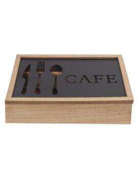 Organizador de Talheres DKD Home Decor Castanho Preto Metal Alumínio Madeira MDF Vintage 25 x 18...