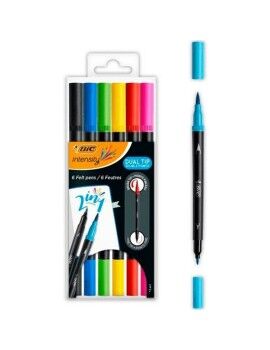 Conjunto de Canetas de Feltro Bic Intensity Dual Tip Multicolor 6 Peças