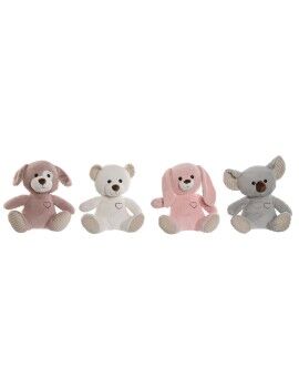 Peluche Home ESPRIT Branco Castanho Cinzento Cor de Rosa Poliéster Animal 25 x 20 x 28 cm (4...