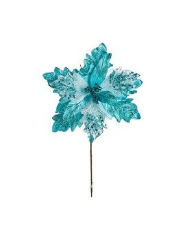Flor Decorativa Tecido 40 cm Natal Azul Plástico