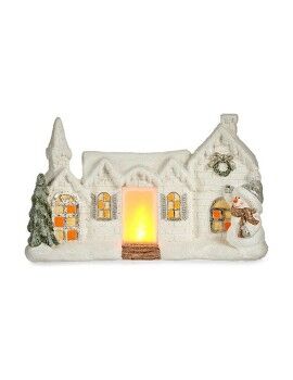 Figura Decorativa Natal Leve LED Casa Branco Poliresina 13 x 26,5 x 43 cm